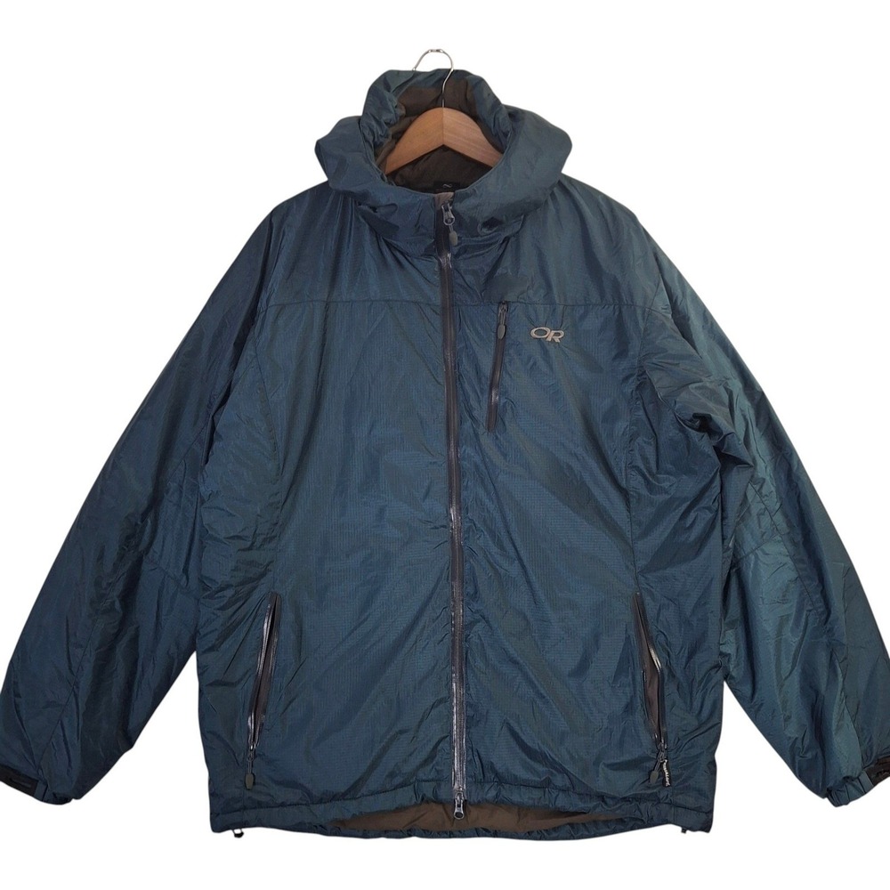 Outdoor Research Chaos Jacket Mens Large Primaloft Insulated Hooded Ripstop Blue